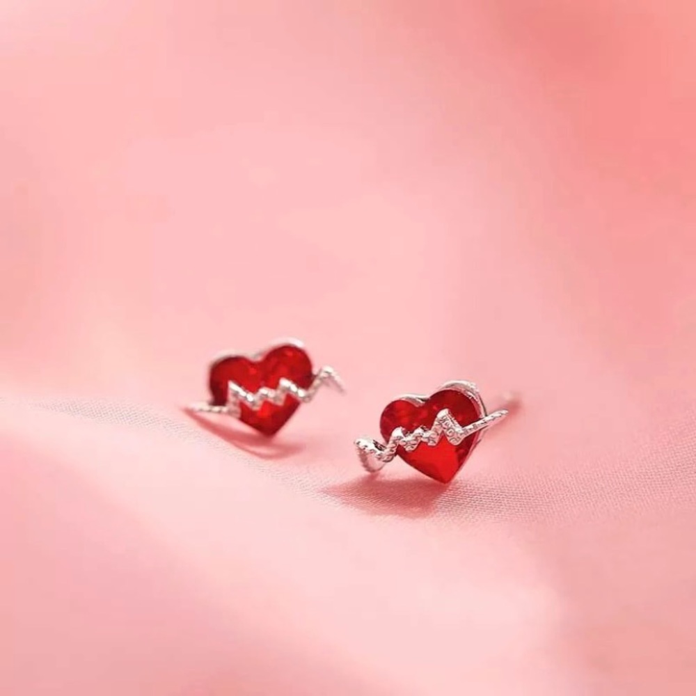 Sterling Silver Ruby Red Valentine Sweetheart Stud - image 8